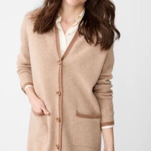 J McLaughlin Nan Cardigan NWT Small Neutral Tan Wool Cashmere Blend Quiet Luxury